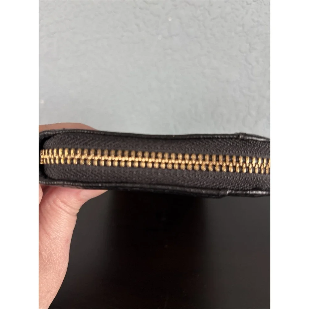 Rebecca‎ Minkoff Zip Around Wallet Black Gold Hardware Credit Card Billfold